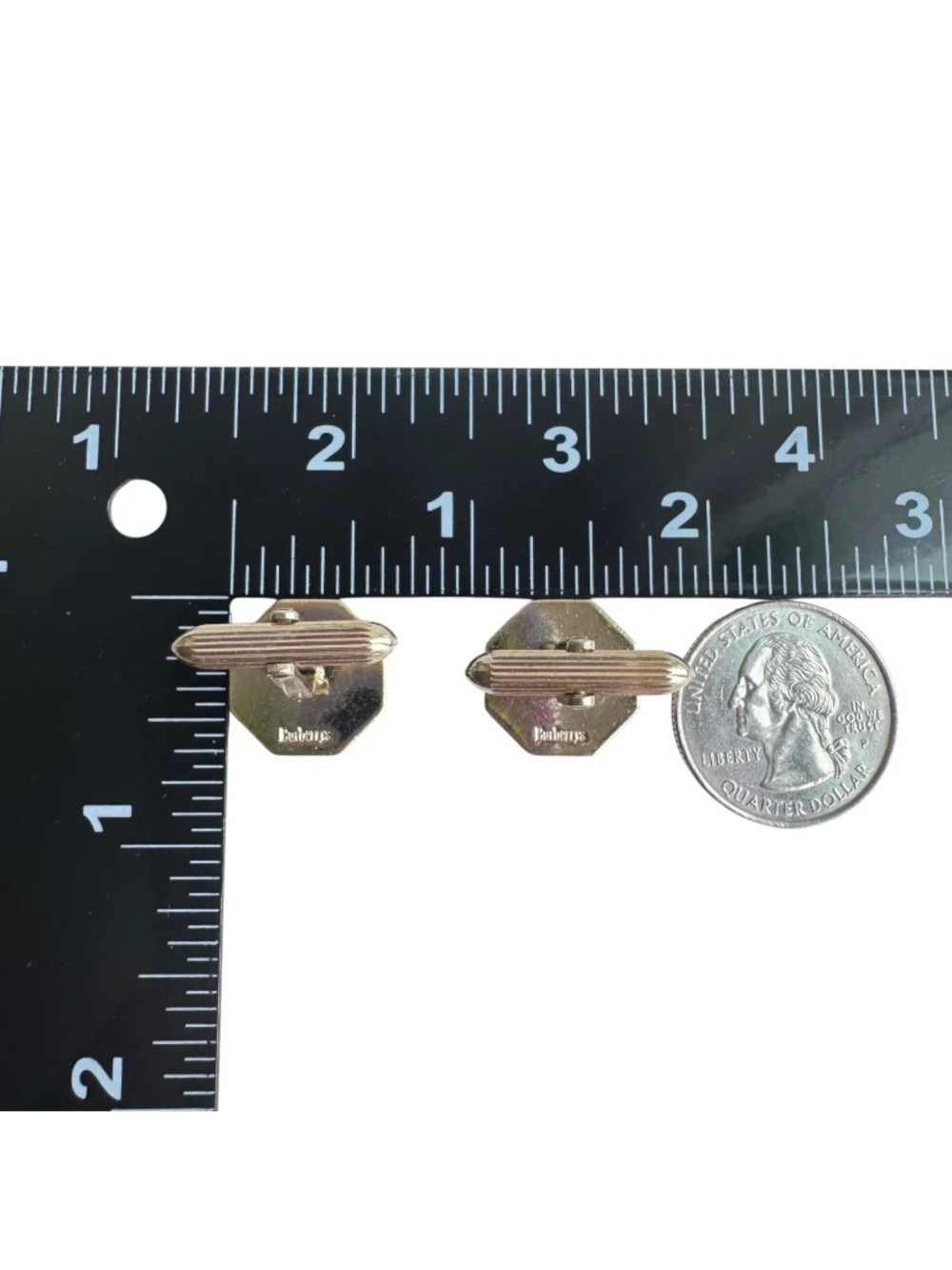 Vintage Burberry Cufflinks Blue Enamel Knight Logo Octagon Gold Tone Groom Suit - Picture 10 of 10